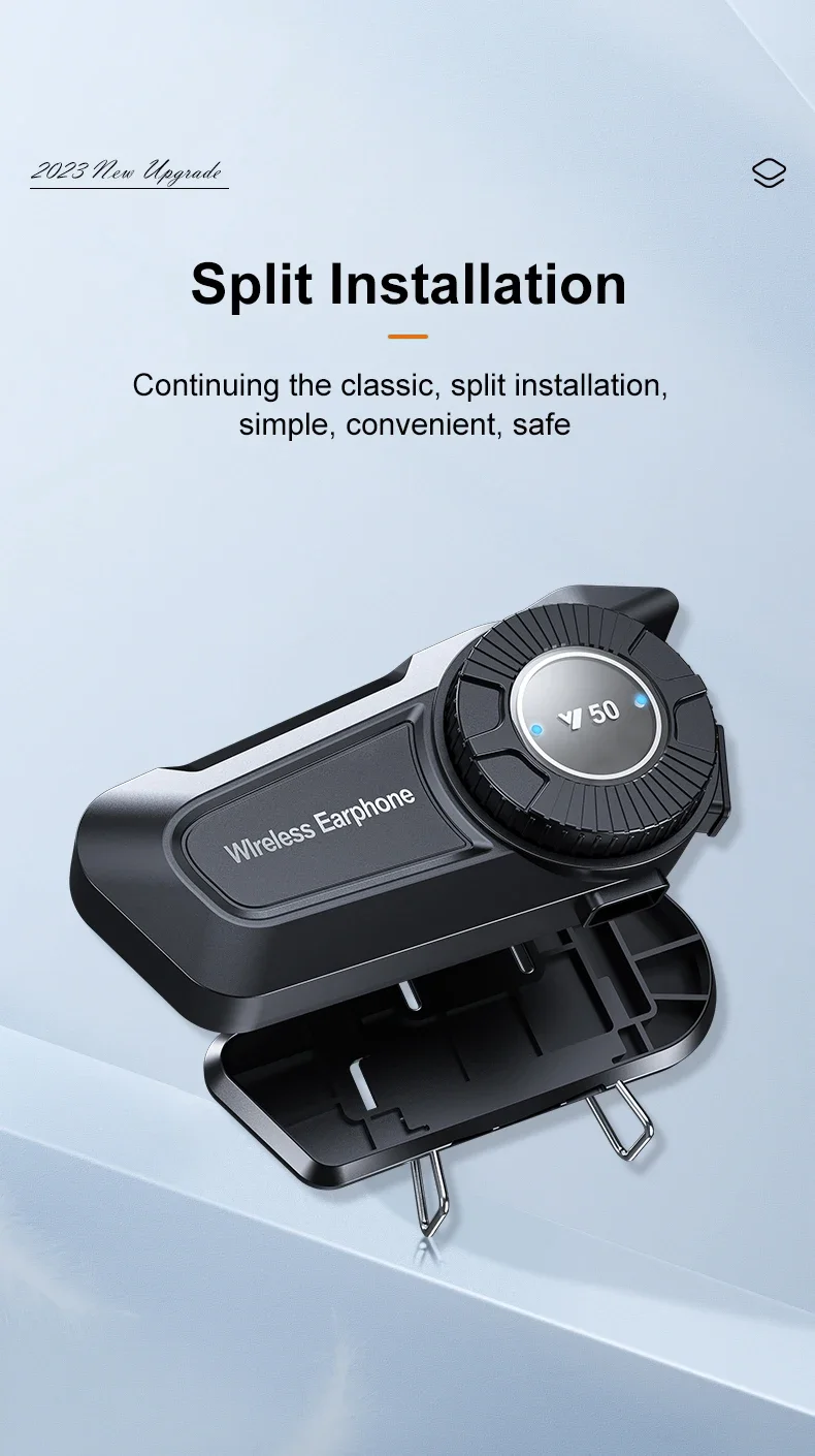 Y50 Motorcycle Helmet Bluetooth Headset Anti-Freezing Music Player Earphone IPX6