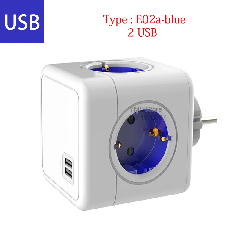 Massfa Multi USB Power Strip Cube with 4 Outlets - High-Power Extension Socket