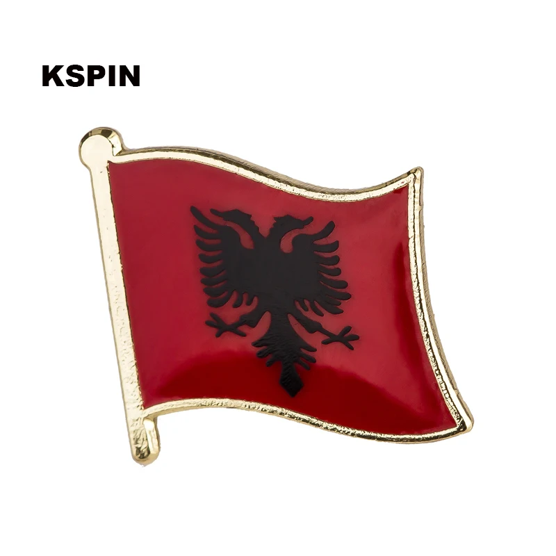 

Albania Country Flag Metal Lapel Pin Badges for Clothing Brooches for Women/Men Badges for Backpacks KS-0001