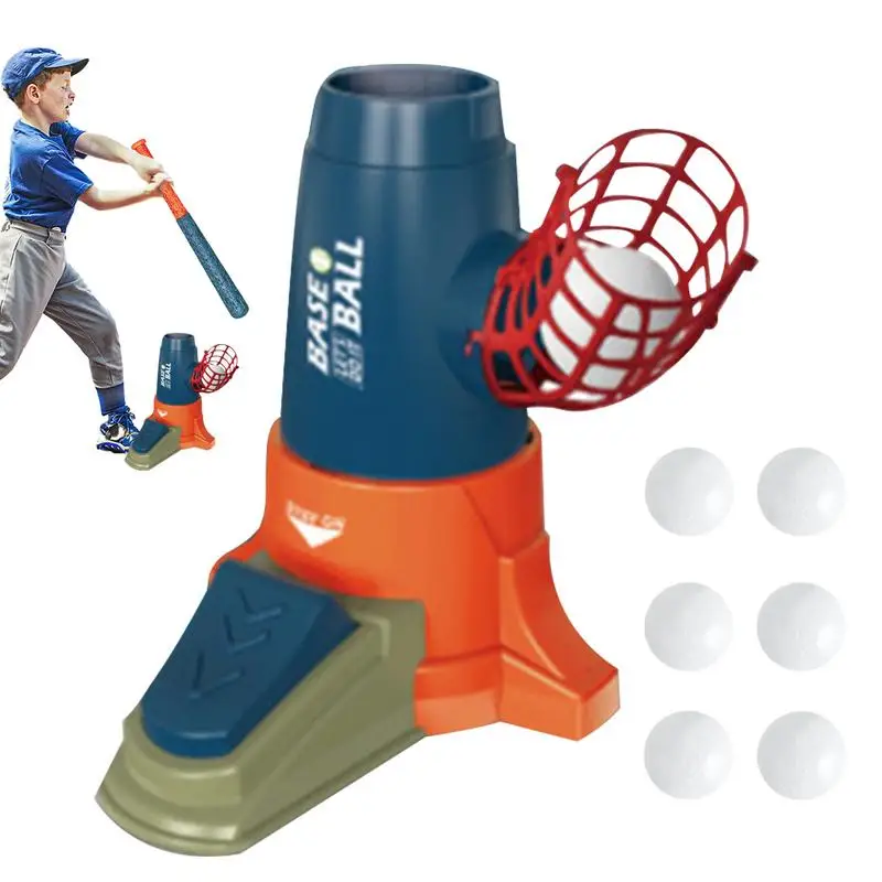 

2 In 1 Baseball And Tennis Pitching Machine With 6 Balls Baseball Skill Training Game Set Ball Launcher Hit T Ball Sets for Kids