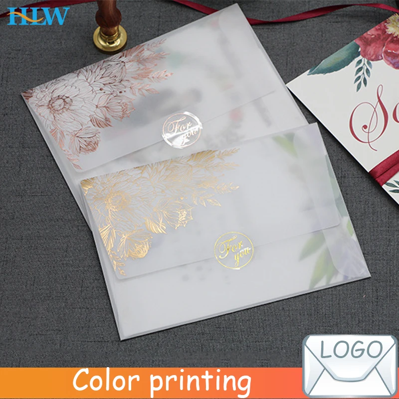 10pcs/lot Rose Gold Bronzing Transparent Envelopes Litmus Paper Envelopes For Wedding Invitation Business Use