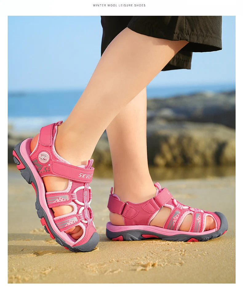 Children Summer Breathable Non-slip Sandals Boys Girls Beach Shoes Soft Flat Closed Toe Safty Shoe Outdoor Casual Sports Sandals bata children's sandals