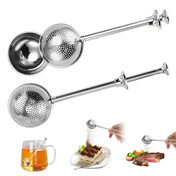 2Pcs Stainless Steel Tea Strainers For Loose Leaf Tea,Tea Diffusers Fine Mesh Tea Ball Infuser Steeper (Full+Half) Flour Sifter