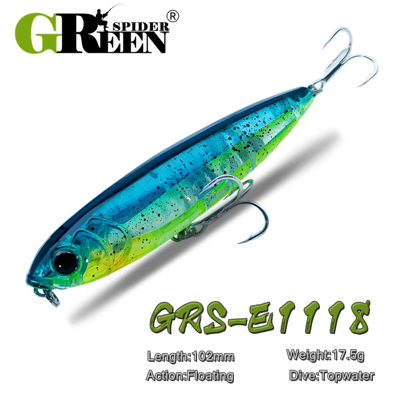 GREENSPIDER Topwater Pencil Surface Fishing Lure - Walk The Dog Artificial Saltwater Bait