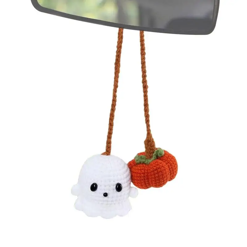 

Ghost And Pumpkin Car Decor Rear View Mirror pendant Crochet Car decor multifunctional backpack accessories for automobiles