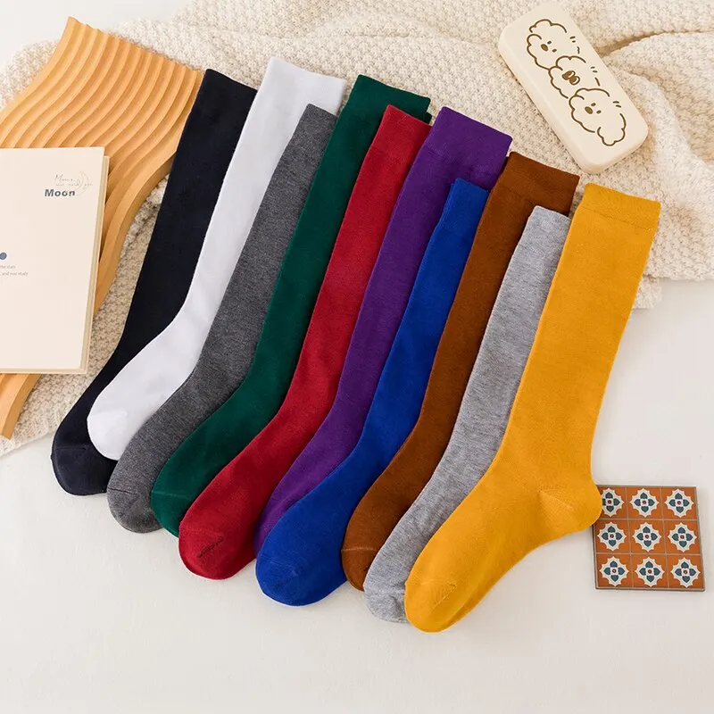 Compression Socks 2 Pairs For Calf Pressure Running and Slimming Cycles With Solid Color Patterns