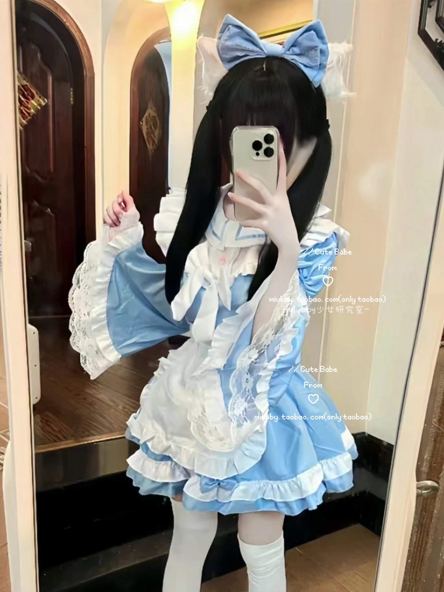 

Harajuku Japanese Korea Fashion Lolita Blue Maid Dress Coswear Op Suit Cosplay Clothing Tea Party Princess Girls Birthday Gift