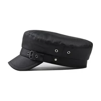 Women Fashion Newsboy Cap PU Leather Yacht Captain Sailor Visor Hat Newsboy Cabbie Baker Boy Peaked Beret Cap 2