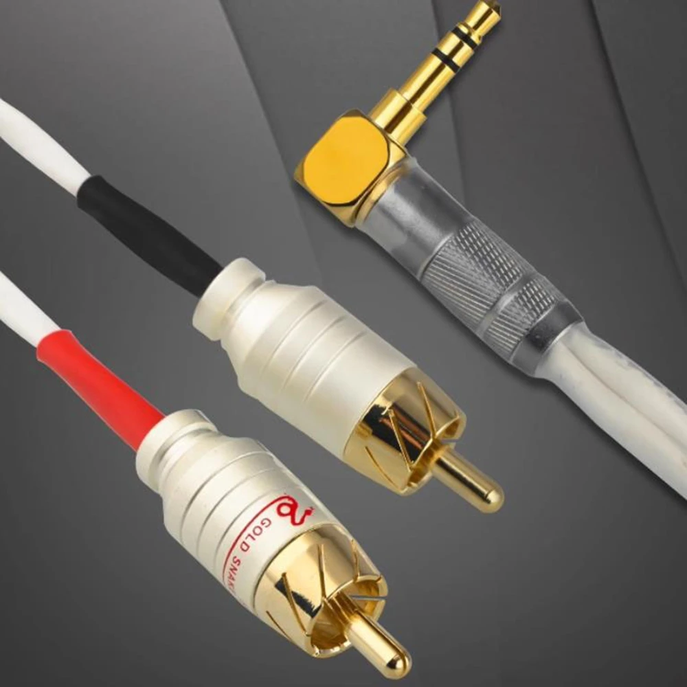 3,5 mm Aux auf 2 RCA-Adapter, RCA-Audiokabel, vergoldet, Stecker auf Stecker, Stereo-Aux-Kabel für Stereo-Lautsprecher – Detail 9