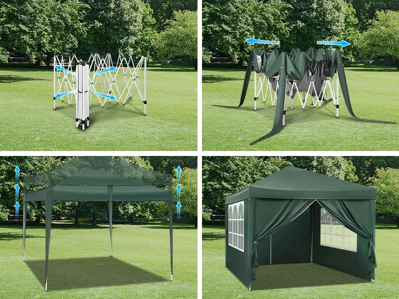 WOLTU Faltbares Gartenzelt mit Überdachung, 3 x 3 m, wasserdicht, UV-Sonnenschutz, mit Tragetasche, Sonnenschutz, Camping-Pavillon, Pavillon – Detail 11