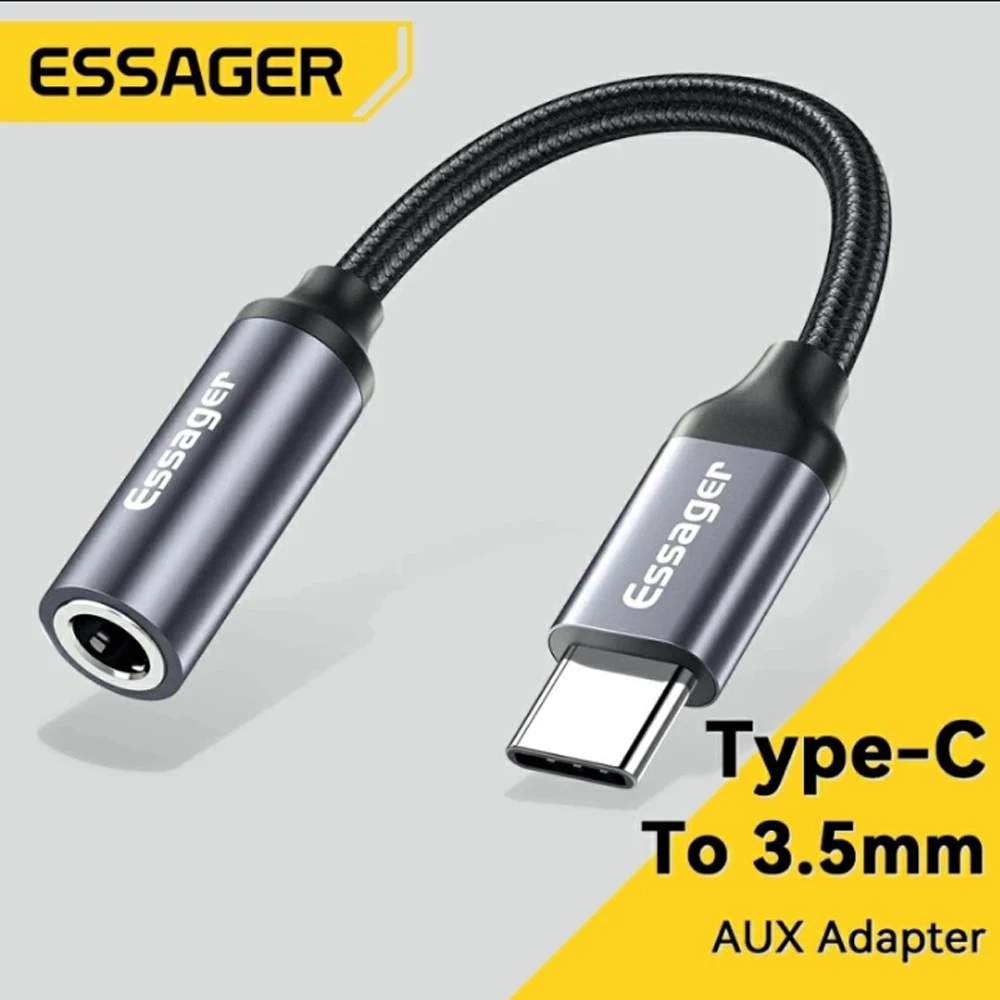 Essager Usb Tipo C 3.5 Jack Adattatore Per Auricolari Usb C A 3.5Mm Cuffie Cavo Adattatore Audio Aux Per Huawei P30 Xiaomi Mi 10 9