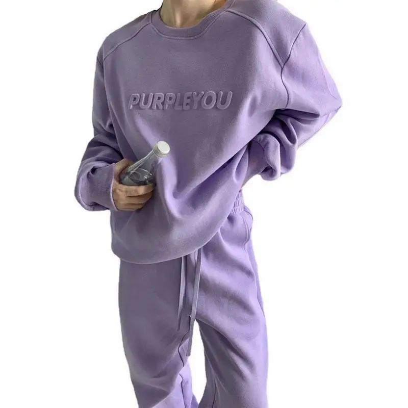 Women2PieceSweatsuitLongSleevedThermalOversizedTracksuitSet