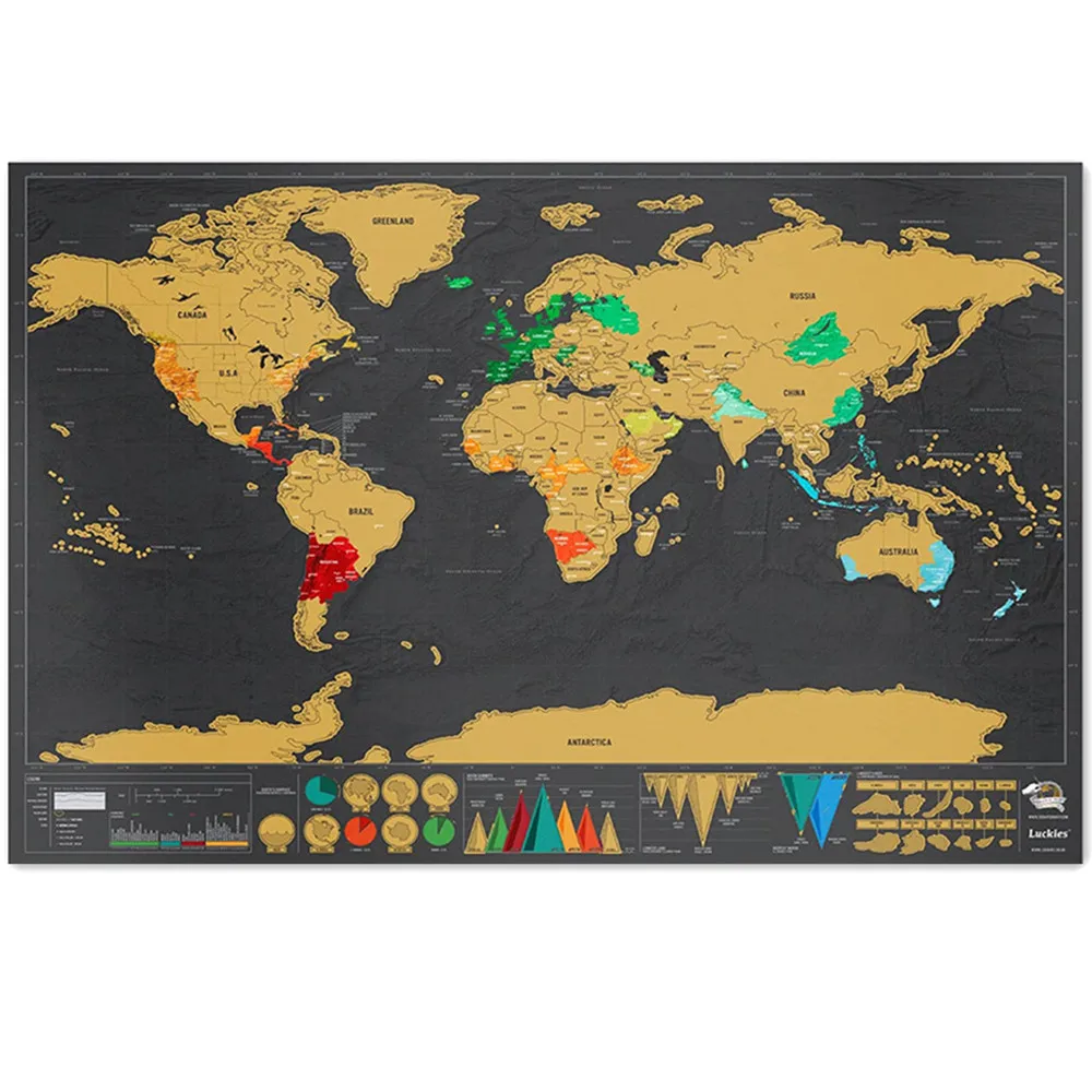 

Best selling Amazing Scratch Maps World, Gifts for Travelers Deluxe Gold Scratch Off Layer Visual Travel Scratch Off Maps