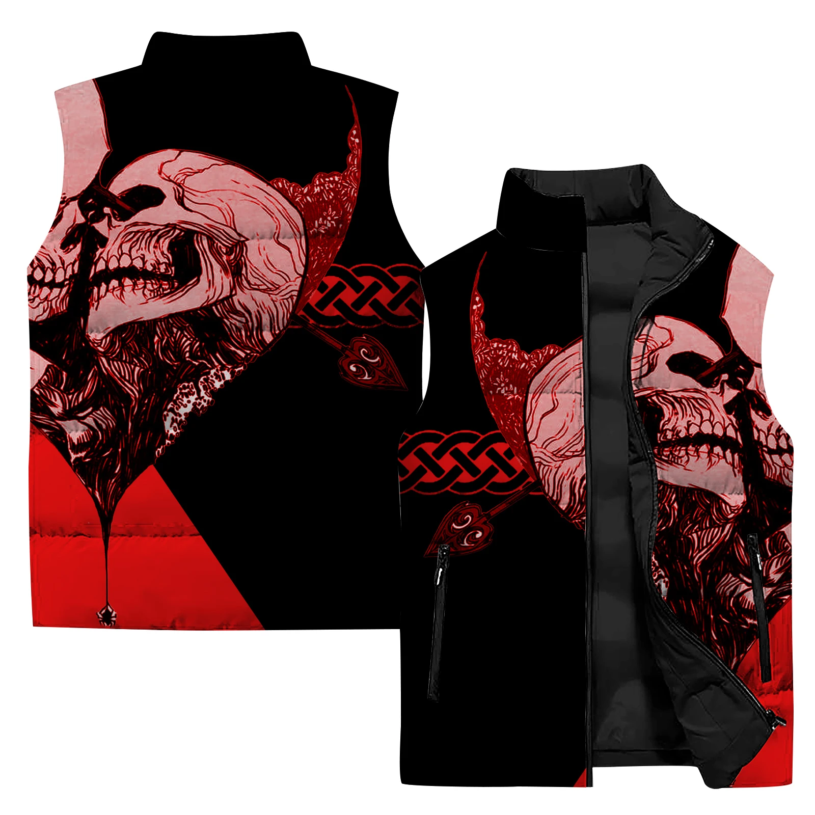thumbnail image 1 of Chaleco de trabajo con diseño de esqueleto para hombre, chaquetas duraderas y asequibles para hombre, con estampado digital 3D de huesos de invierno, de alta calidad y genial, 1 of 5