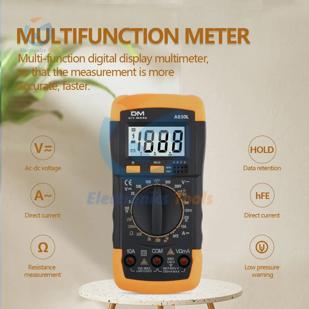 Digital Multimeter Tester AC DC 600V Voltmeter Voltage Current Diode Resistance Freguency Temperature Tester Household Tools