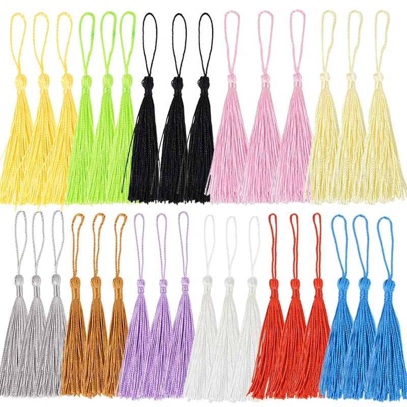 6.5 Silky Bookmark Tassels with Loop for DIY Craft Accessory, 20Pcs  Multicolor