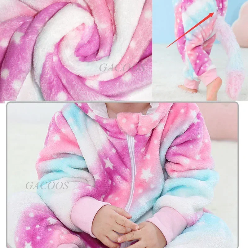 Baby Pijama Boys Pyjamas Anime Costume Winter Infant Flannel Hooded Jumpsuit