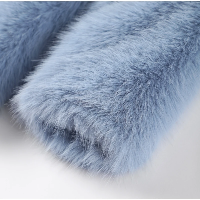 Fashion Faux Fur Jacket Coat Women Warm Fluffy Loose Long Sleeve Lapel Female Overcoat Winter Yellow Lady Street Outwear