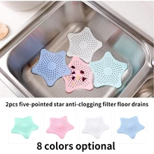 

2 PCS Five-pointed star kitchen sink anti-clogging starfish silicone floor drain bathroom sewer filter starfish floor drain