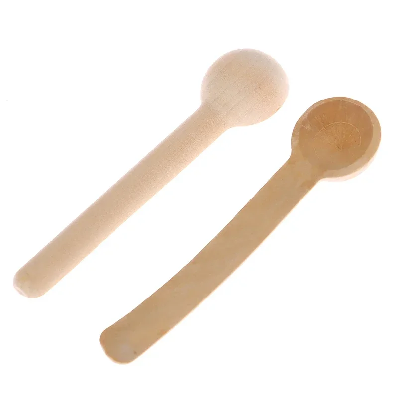 10pcs Mini Wooden Spoon Short Handle Small Kitchen Spice Condiment Teaspoon Sugar Ice Cream Coffee Scoop Kitchen Accessories