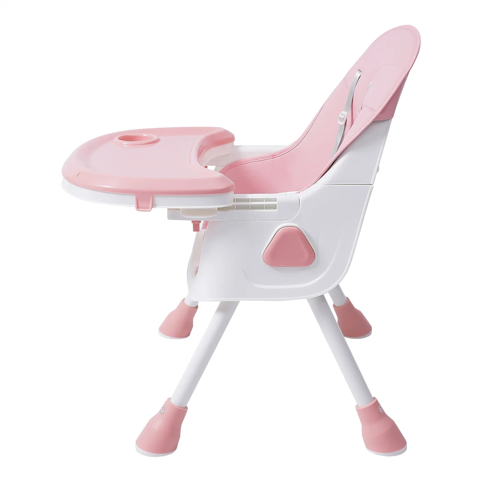 2-in-1 klappbarer Baby-Esszimmerstuhl mit Besteck, rosa Kinder-Hochstuhl für Babys, faltbarer Esszimmerstuhl mit Höhenverstellung für Zuhause – Detail 7