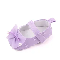 Baby Girls Bowknot Flats Soft Sole Non-slip Princess Wedding Dress Walking Shoes for Newborn Infant Toddler 3-11M 5