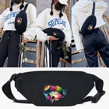 

Fashion Unisex Waist Bag Butterfly Lips Print Chest Bag Multi-pocket and Multiple Zipper Bag New Crossbody Shoulder Shopping Bag
