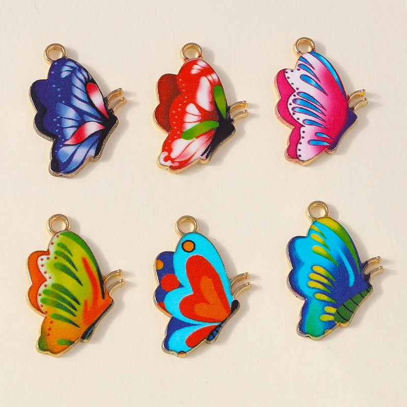 20 Stück 16 x 34 mm niedliche bunte Emaille fliegender Schmetterling Charms für Schmuckherstellung, Ohrringe, Anhänger, Halsketten, DIY-Bastelzubehör