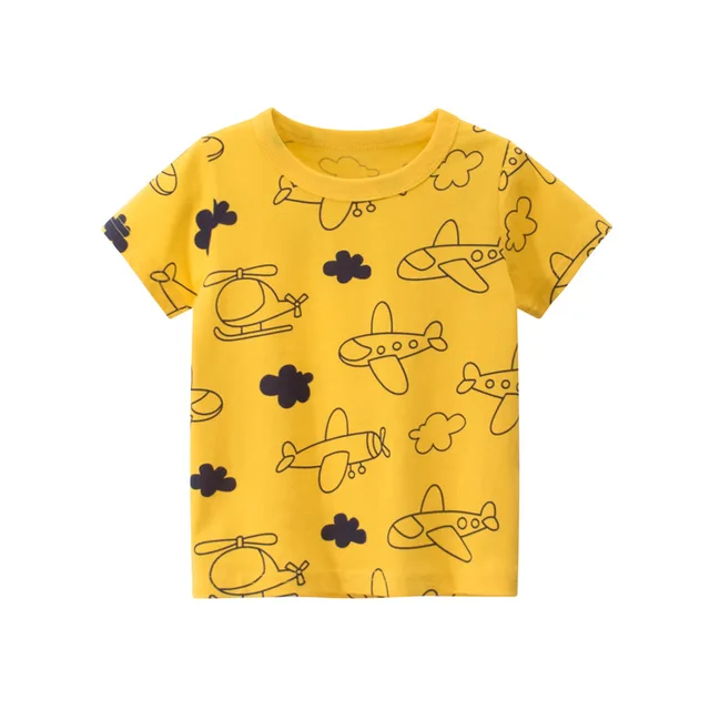 2022 Summer Boys T Shirt Cartoon Dinosaur Baby T-shirts Short Sleeves Full Print Children Clothing Cotton Kids Clothes Tee Tops S