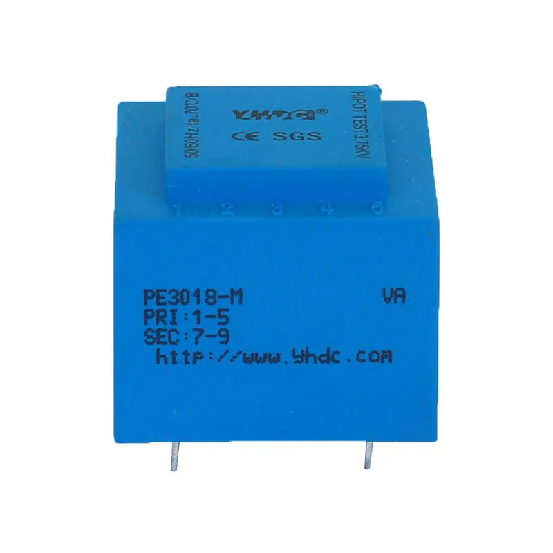 YHDC PE3018-M 전력 2.3VA, 220V, 6V, 7.5V, 9V, 12V, 15V, 18V, 24V, Expory Resign 캡슐화 안전 절연 변압기 PCB 용접
