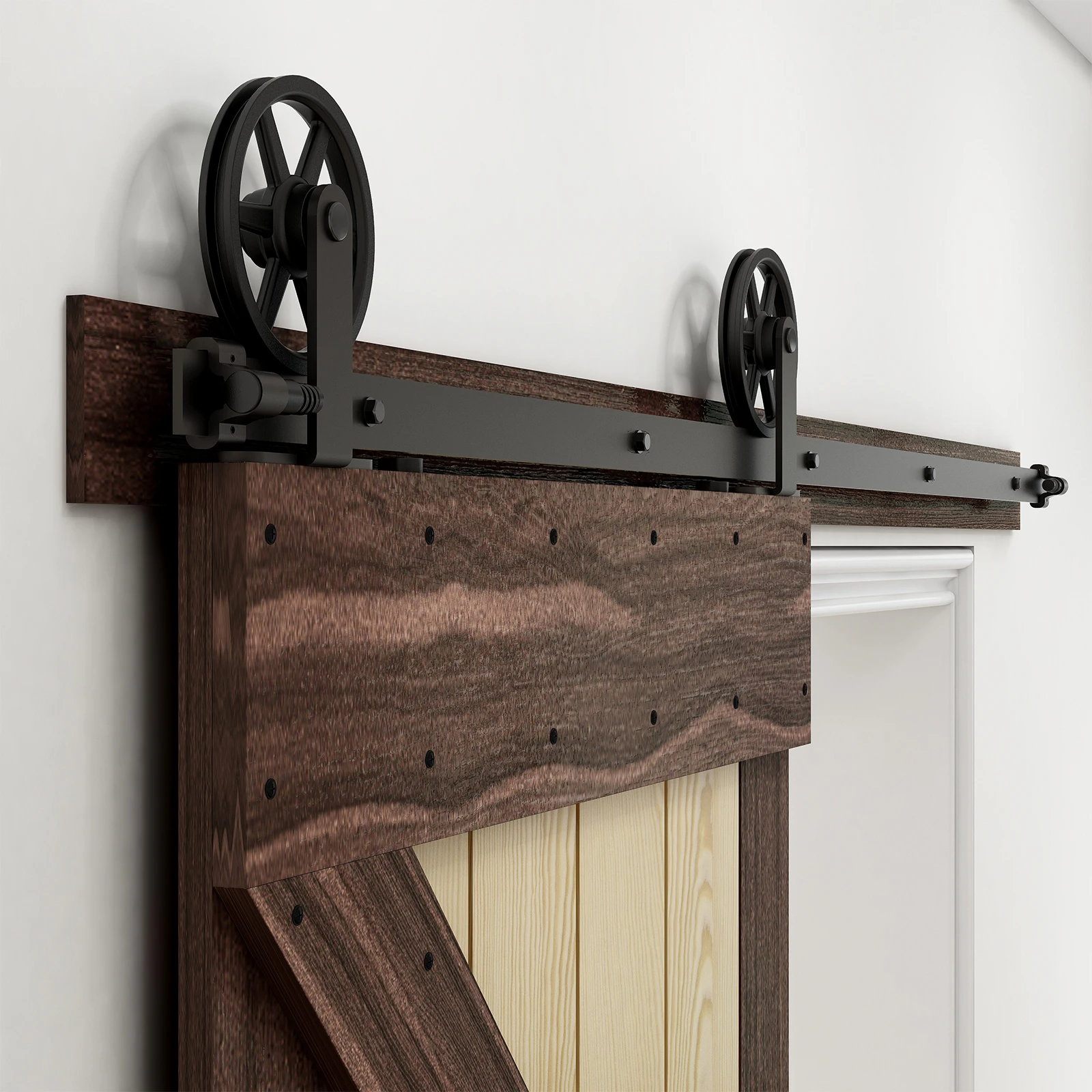 CCJH Sliding Barn Door Hardware Kit Heavy Duty Smoothly and Silently Easy to Install Fit Single Door Panel Single Big Wheel