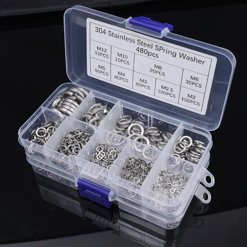 Stainless Steel Spring Lock Washers Metal O Rings Flat Gaskets Set Fasteners Hardware Assortment Kits M2 M2.5 M3 M4 M5 M6 M8 M10 stainless steel washers washer gasket set washer gasket silicone o ring washer steel o ring retaining ring washer washer seal set