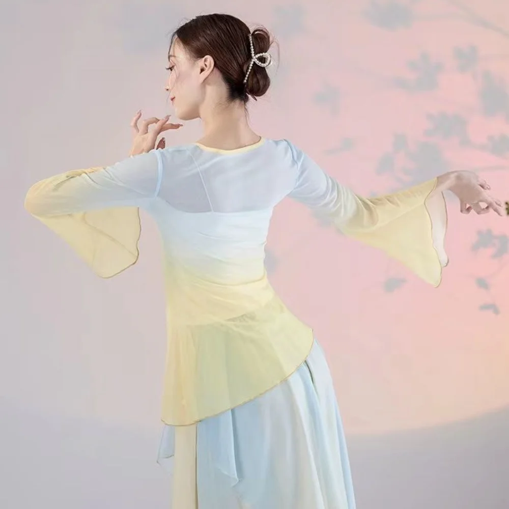 Classical Dance Costume Female Body Rhyme Flowing Yarn Clothes Chinese Dance Practice Costume Folk Performance Outfit