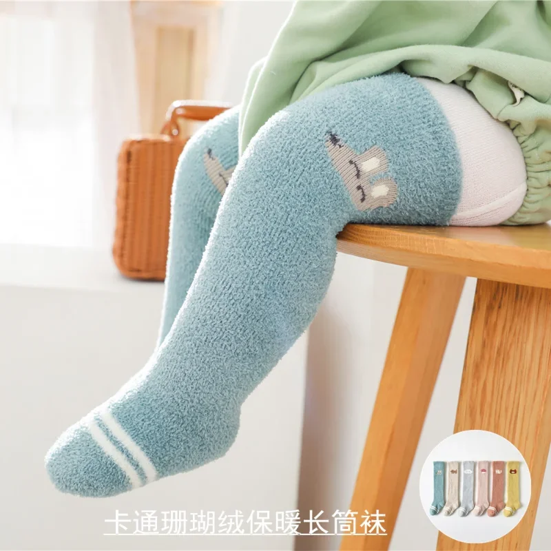 

Autumn and Winter Thick Coral Velvet Cartoon Baby Socks Newborn Baby Thigh Socks Over The Knee Baby Stockings