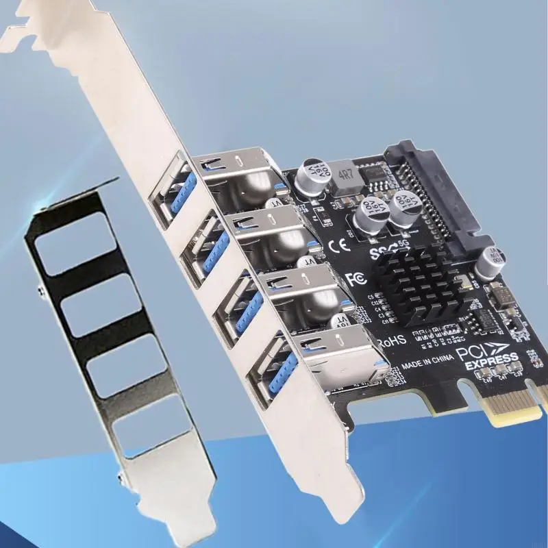 B0KF 4 Port PCI-E To USB HUB PCI for Express Expansion Card Adapter 5 Gbps Speed