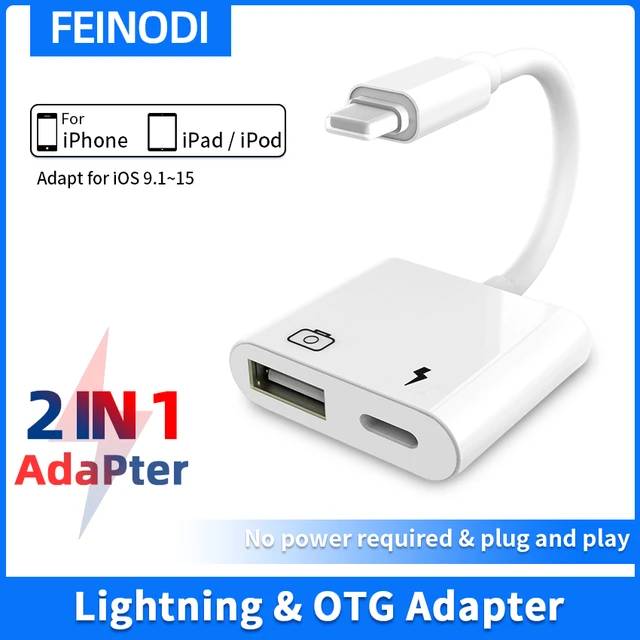 FEINODI Lightning to HDMI Adapter for iPhone/iPad to TV, Dual USB OTG  Adapter with Microphone Input for Live-Streaming, MIDI Keyboard, Mouse, HD