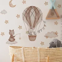 Cartoon Hot Air Balloon Animals Bear Rabbits Wall Stickers for Child Room Boy Room Decoration Nursery Baby Room Decoration Decal 4