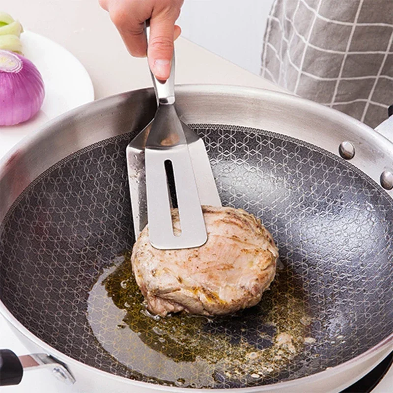Food Flipping Steak Clips Stainless Steel BBQ Multifunctional Cooking Tong Double Sided Spatula Spatula Tongs Clip Beefsteak food tongs