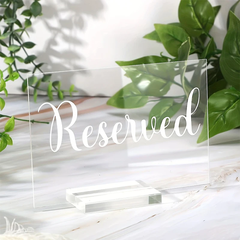 2 Sets Clear Acrylic Reserved Table Signs with Holder Perfect for Weddings Restaurants and Events Decor for Christmas and More