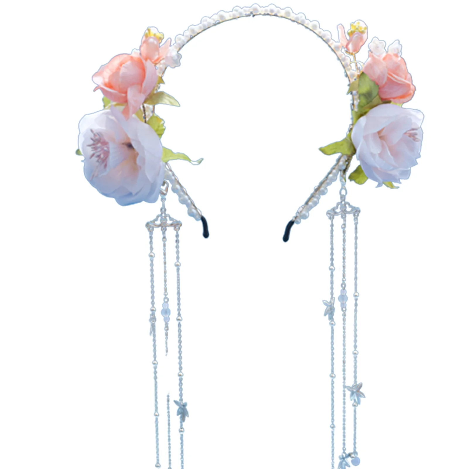 

Цветочные жемчужные повязки для девочек Hanfu подходящие винтажные головные уборы в китайском стиле для китайского фотокостюма