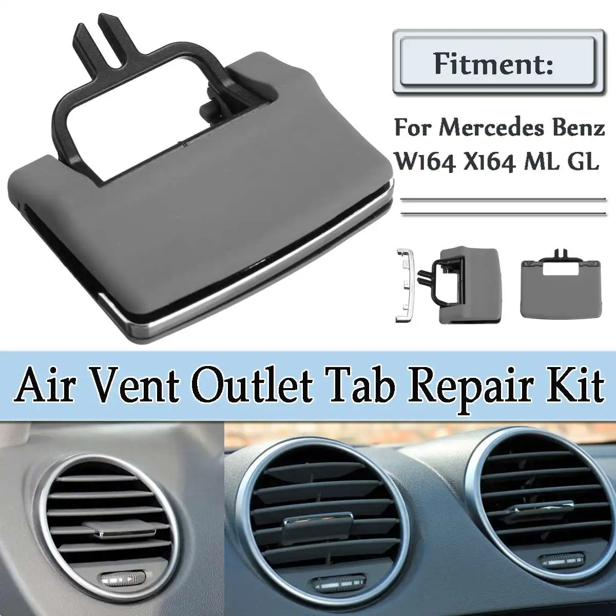 

3 Color W164 Car Air Conditioner A/C Air Vent Outlet Tab Clip Repair Kit Cover Trim For Mercedes For Benz W164 X164 ML GL