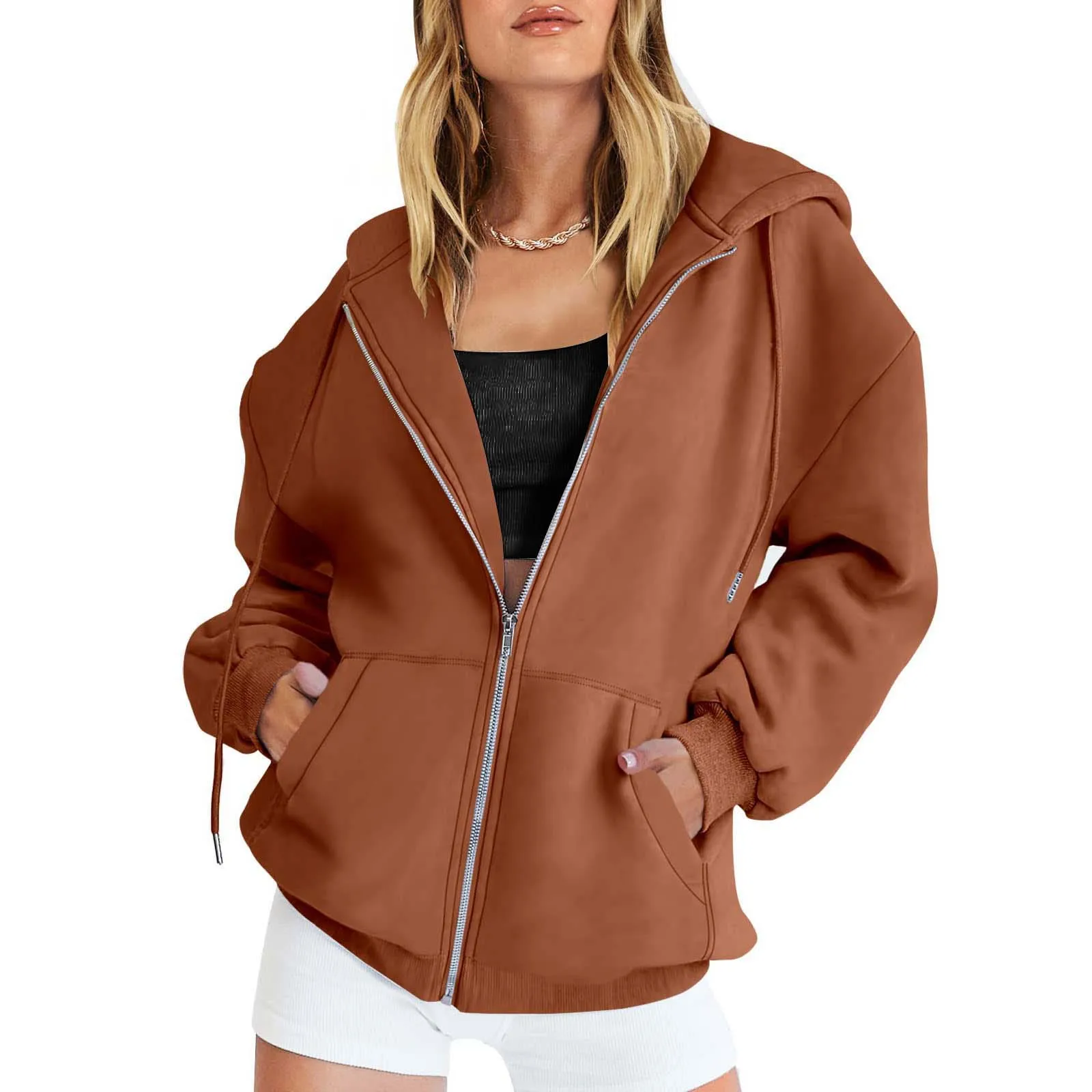 Acheter Sweat à Capuche Cagoule Unisexe Chaud Ample Veste à Capuche Zippée Veste Décontractée Avec Masque Facial Pour Automne Hiver Sports De Plein Air Streetwear