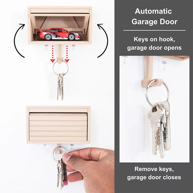 Car Garage Key Holder With Opening Door Fun Garage Keychain Wall
