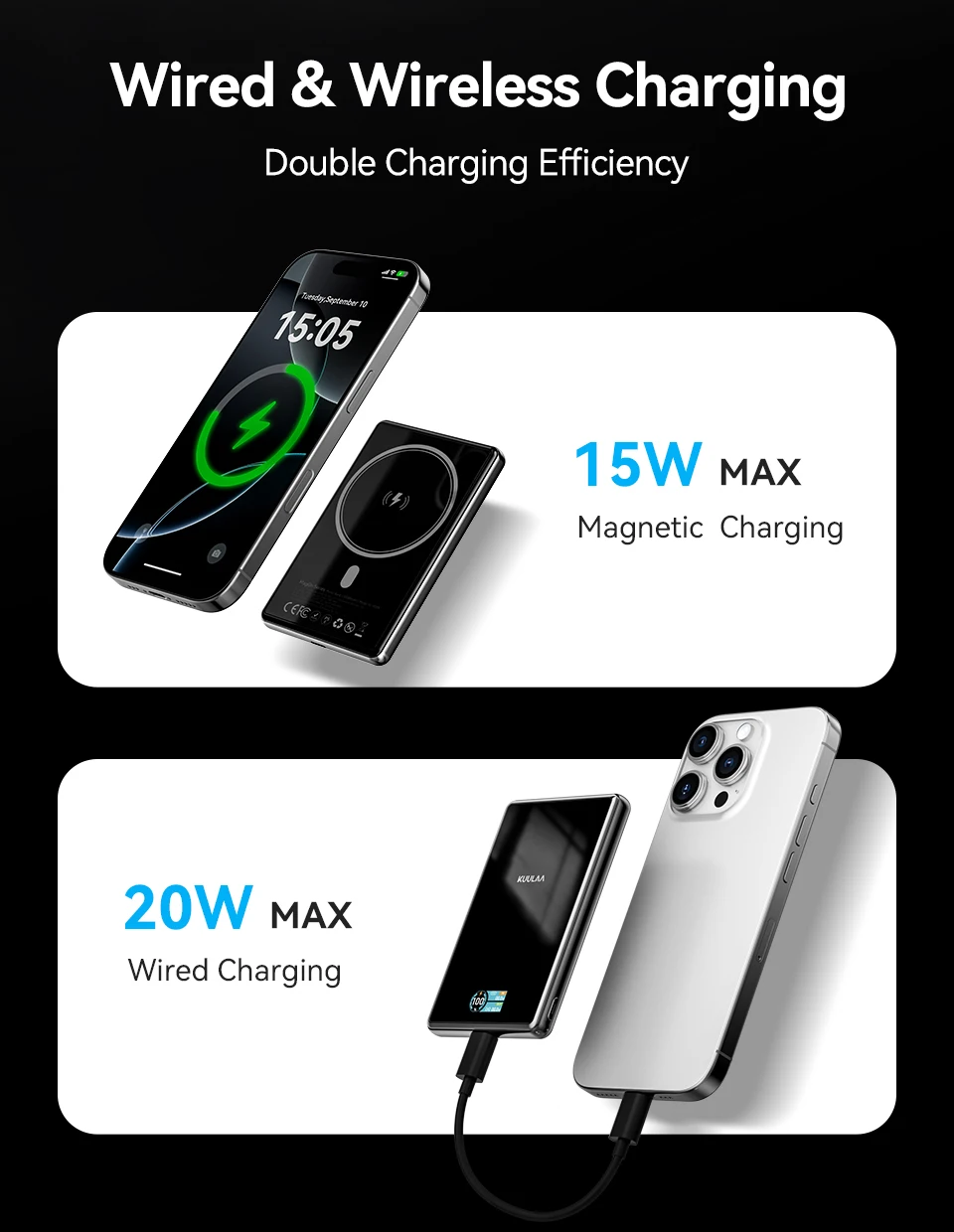 Kuulaa Qi2 Magnetic Power Bank 10000mAh PD 20W
