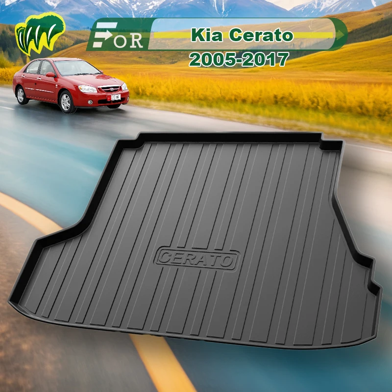 

Коврик для багажника автомобиля Kia Cerato 2005-2017 на заказ, всесезонный черный коврик для груза в форме 3D, лазерные измерения, подкладки для багажника