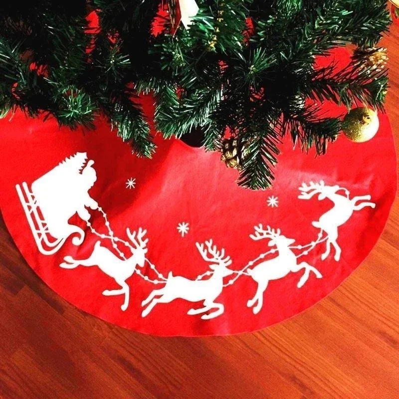 100/90cm Red Christmas Tree Skirts Non-woven Fabric Christmas Carpet Tree Skirt Decoration Christmas New Year Home Decoration