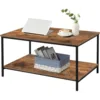 Small  Rectangle Wood and Metal Coffee Table with Storage Shelf for Small Living Rooms 2