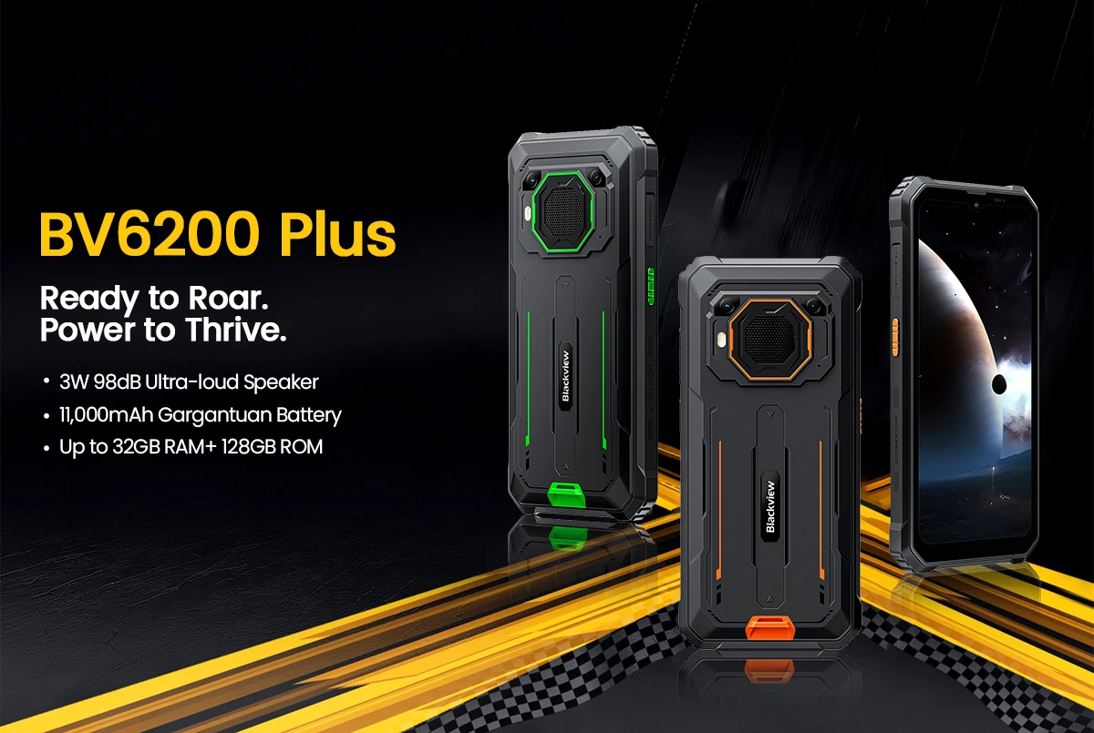 BLACKVIEW BV6200 Plus  [No EU Charger] Rugged Smartphone 32GB(8+24) + 128GB 11000mAh Android 15 Mobile Phone 6.56''90Hz NFC
