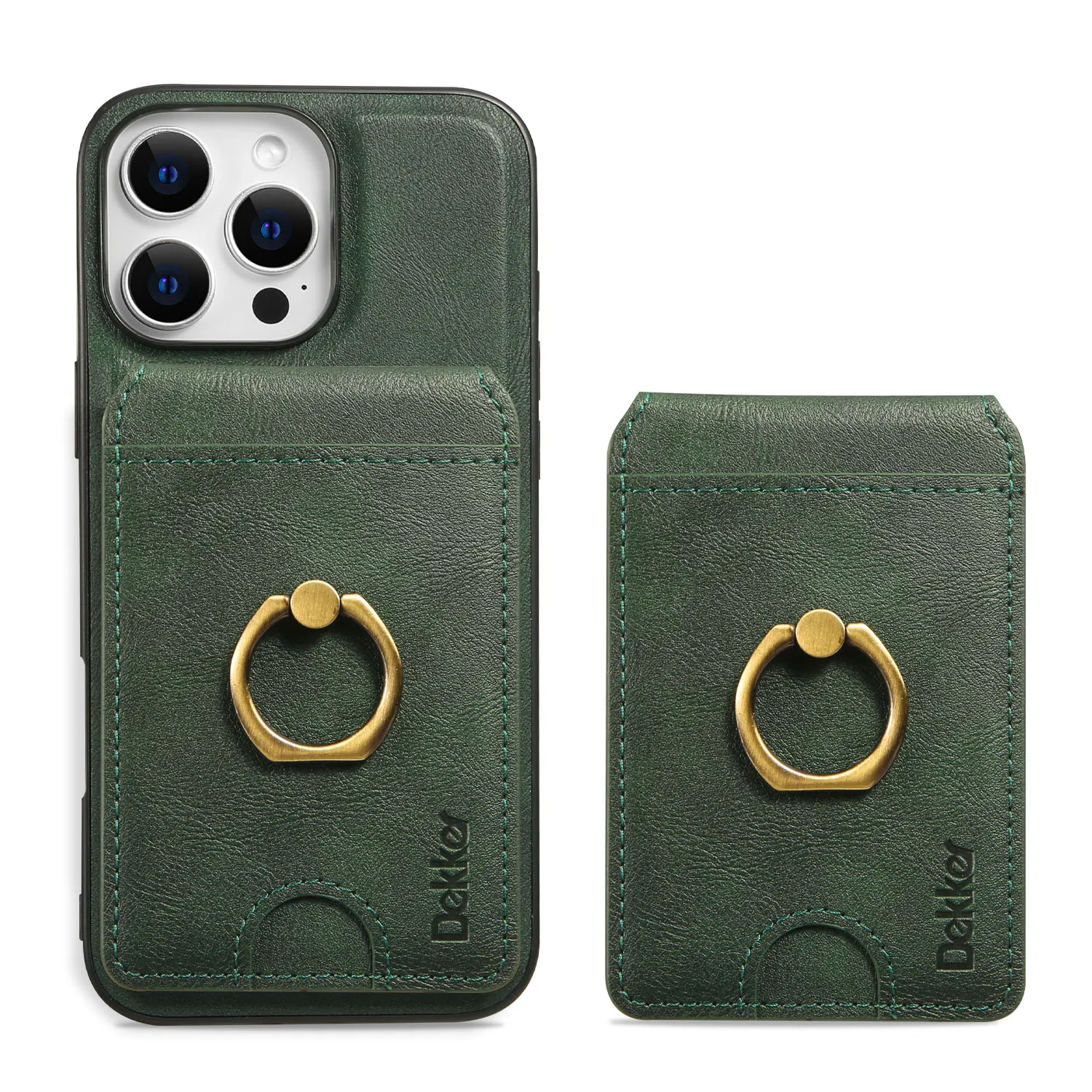 2-in-1 Detachable Vertical Card Slot Ring Holder Leather Wallet Case with Magnetic Cover