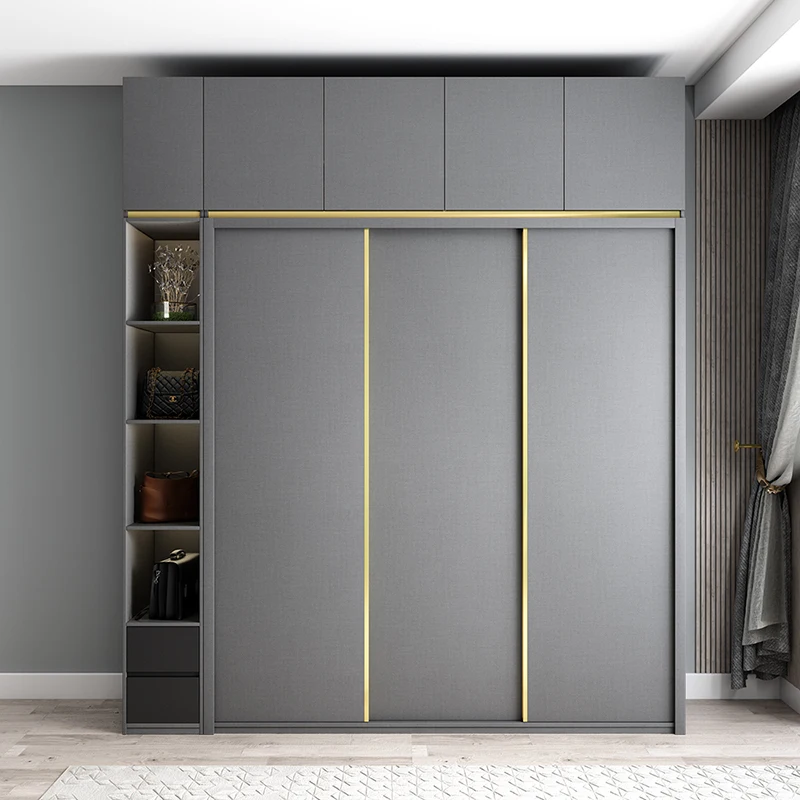 A Modern Single Sliding Door Closet With Drawers